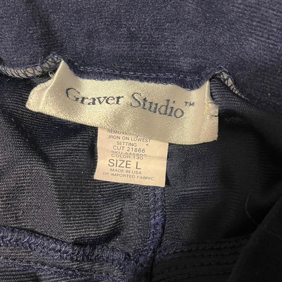 Vintage Graver Studio Velvet Midi Skirt Navy Blue Grandmacore Cottagecore Size L - Picture 4 of 7